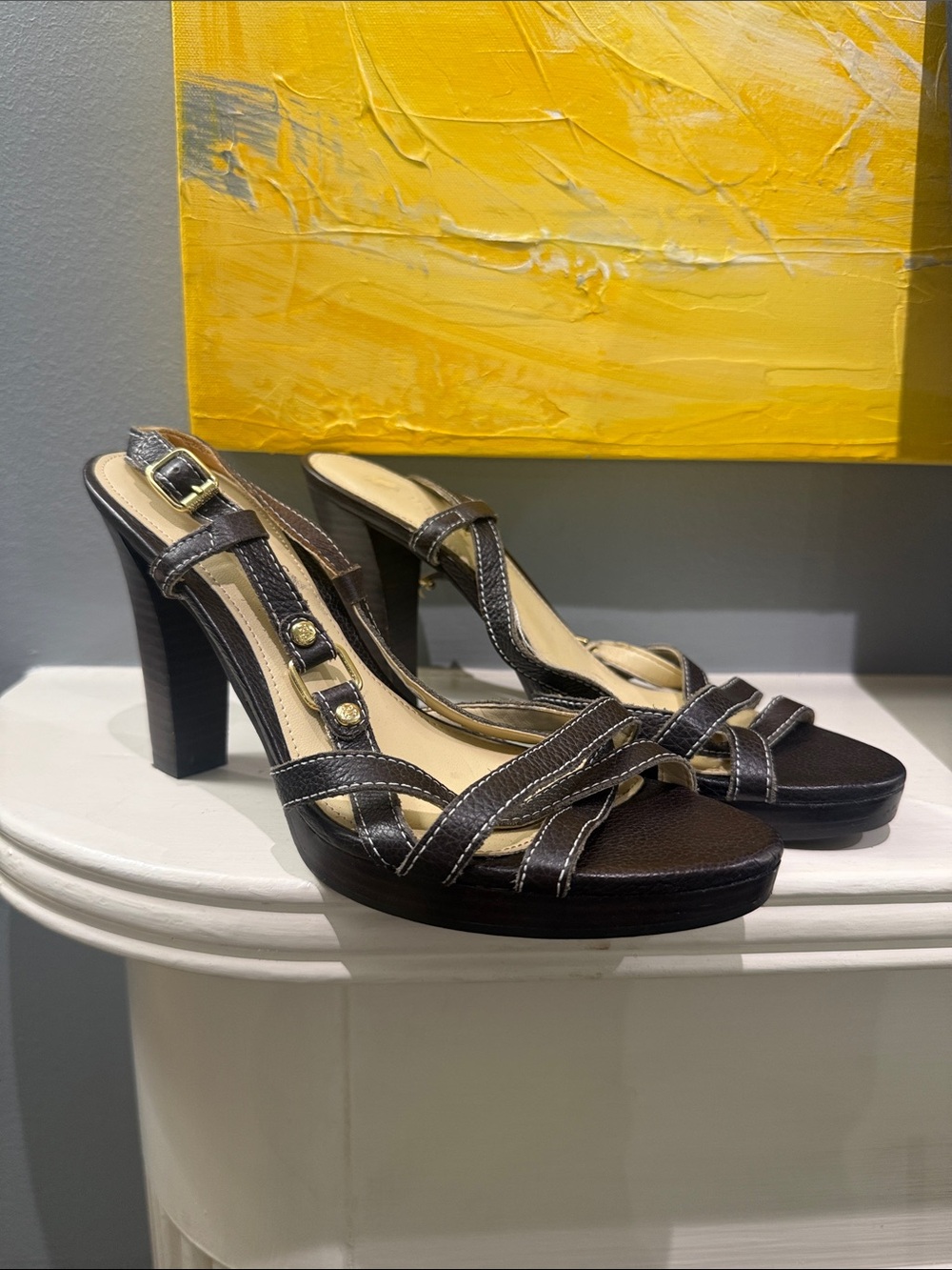 Lauren Ralph Lauren Brown Strappy High Heel Sandals